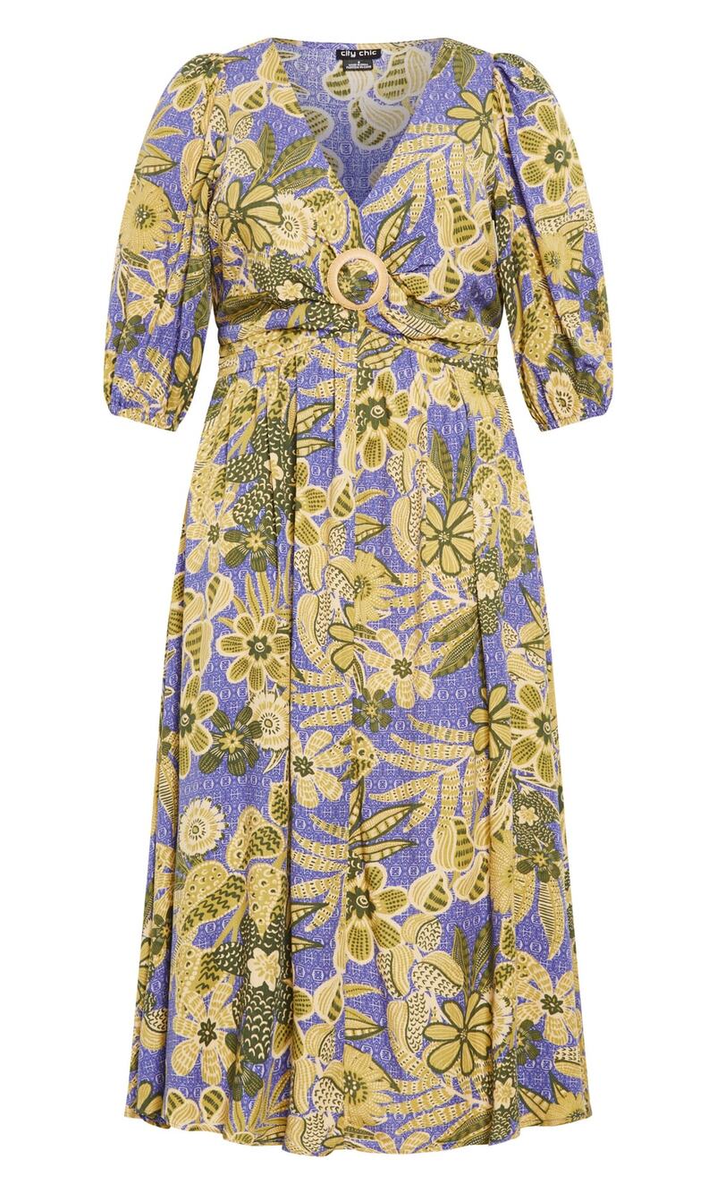City Chic Daydream Print Maxi Dress Blue Green